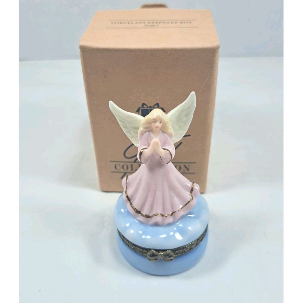 Vintage Praying Angel Trinket Miniature Figurine Porcelain Collectible